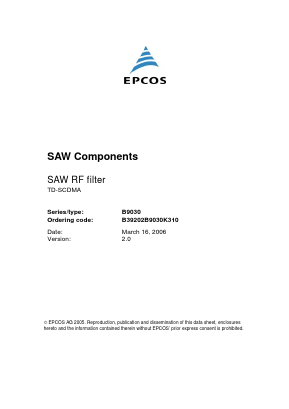B39202B9030K310 Datasheet PDF EPCOS AG