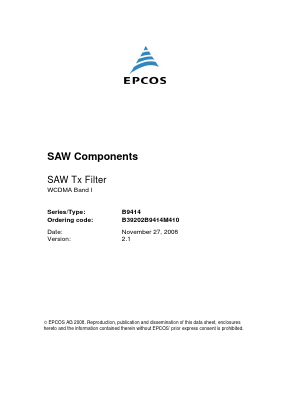 B39202B9414M410 Datasheet PDF EPCOS AG