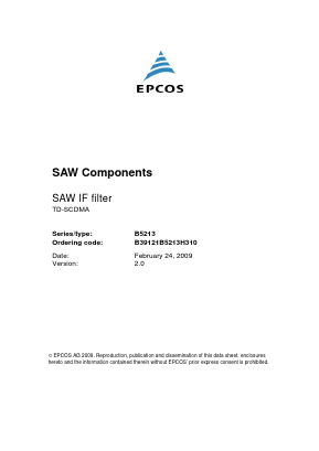 B39121B5213H310 Datasheet PDF EPCOS AG