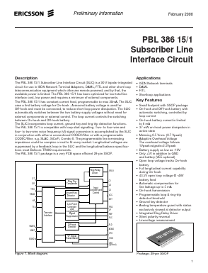 PBL38615-1SHT Datasheet PDF Ericsson 