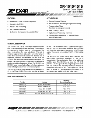 XR-1015 Datasheet PDF Exar Corporation