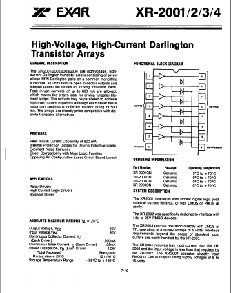 XR-2001 Datasheet PDF Exar Corporation