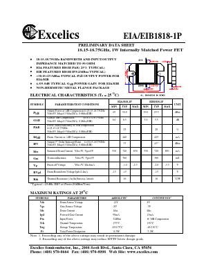 EIB1818-1P Datasheet PDF Excelics Semiconductor, Inc.