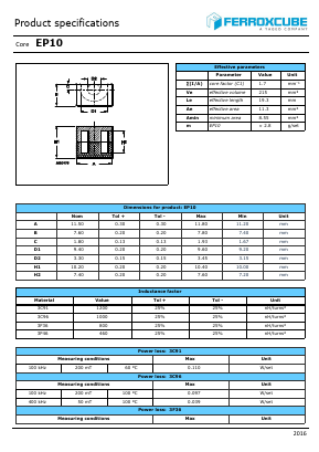 SPR-EP10 Datasheet PDF Ferroxcube International Holding B.V.