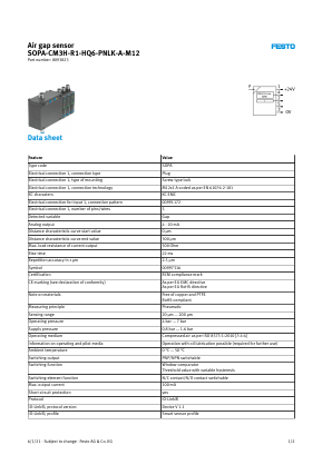 SOPA-CM3H-R1-HQ6-PNLK-A-M12 Datasheet PDF Festo Corporation.
