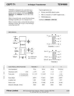 TEW4980-4 Datasheet PDF Filtran LTD
