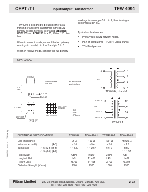 TEW4994-2 Datasheet PDF Filtran LTD