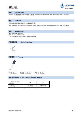 2SA1020 Datasheet PDF Foshan Blue Rocket Electronics Co.,Ltd.