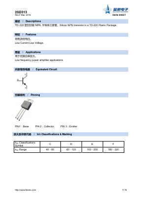 2SD313 Datasheet PDF Foshan Blue Rocket Electronics Co.,Ltd.