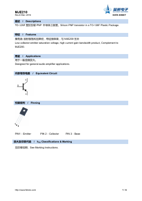 MJE210 Datasheet PDF Foshan Blue Rocket Electronics Co.,Ltd.