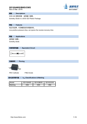 SD103AWS Datasheet PDF Foshan Blue Rocket Electronics Co.,Ltd.