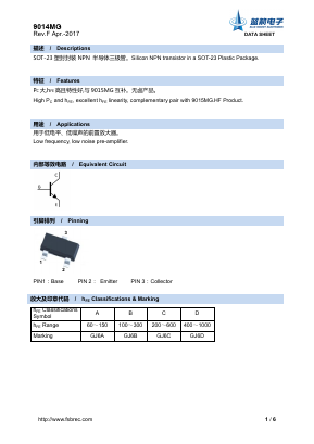 9014MG Datasheet PDF Foshan Blue Rocket Electronics Co.,Ltd.