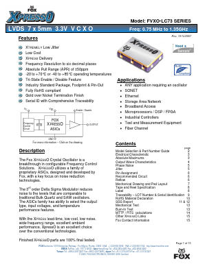 FVXO-LC73 Datasheet PDF Fox Electronics