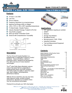 FVXO-PQ72B Datasheet PDF Fox Electronics