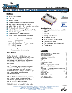FVXO-HC53B Datasheet PDF Fox Electronics