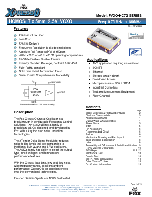 FVXO-HC72BR Datasheet PDF Fox Electronics
