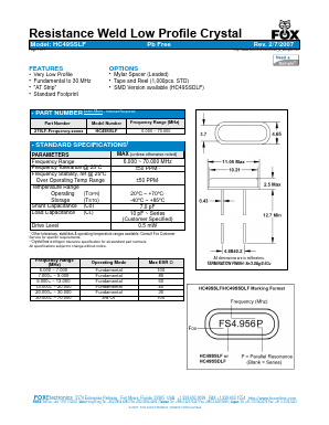 HC49SSLF Datasheet PDF Fox Electronics