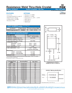 HC49ULF Datasheet PDF Fox Electronics