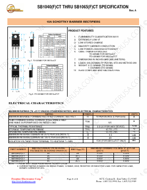 SB1040FCT Datasheet PDF Frontier Electronics.