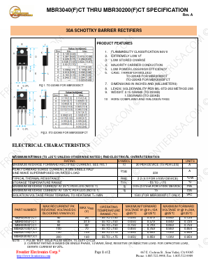 MBR3040CT Datasheet PDF Frontier Electronics.