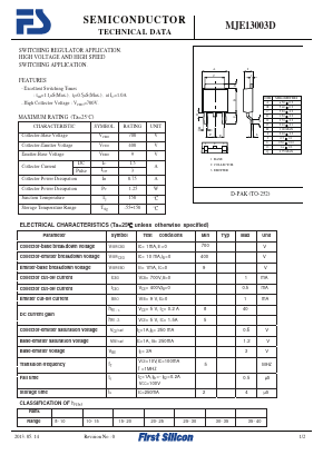 MJE13003D Datasheet PDF First Silicon Co., Ltd
