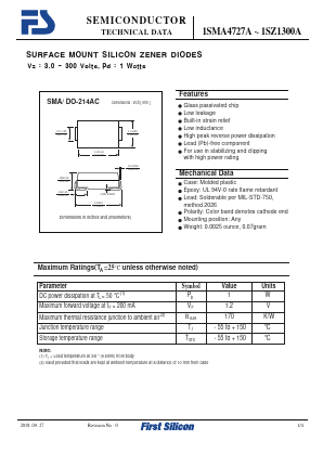 1SMA4750A Datasheet PDF First Silicon Co., Ltd