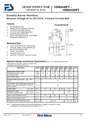 MBR6040PT Datasheet PDF First Silicon Co., Ltd