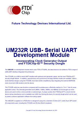 UM232R Datasheet PDF Future Technology