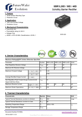 SBR1L20D Datasheet PDF FutureWafer Tech Co.,Ltd