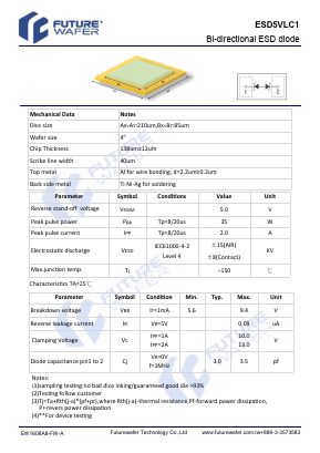 ESD5VLC1 Datasheet PDF FutureWafer Tech Co.,Ltd