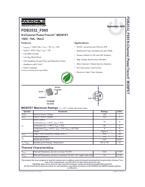 FDB2532_F085 Datasheet PDF Fairchild Semiconductor