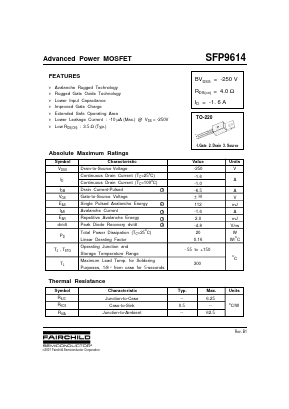 SFP9614 Datasheet PDF Fairchild Semiconductor