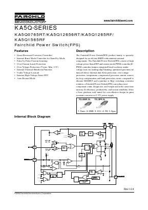 KA5Q0765RTYDTU Datasheet PDF Fairchild Semiconductor