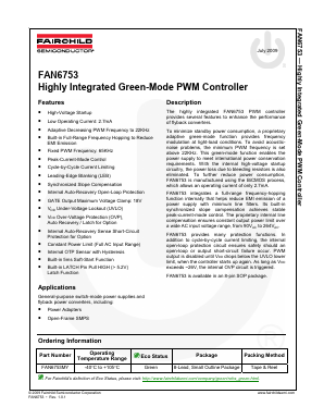 FAN6753 Datasheet PDF Fairchild Semiconductor