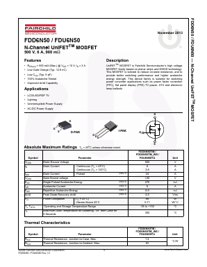 FDD6N50 Datasheet PDF Fairchild Semiconductor