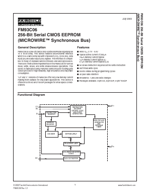 FM93CS06 Datasheet PDF Fairchild Semiconductor