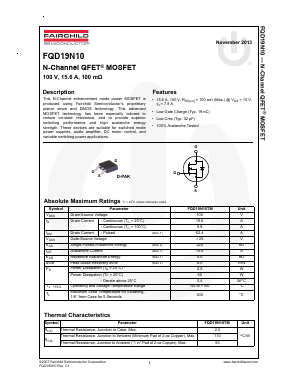FQD19N10TM Datasheet PDF Fairchild Semiconductor