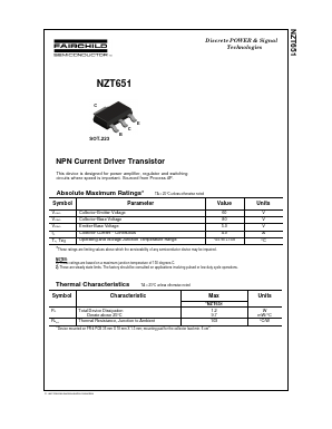 NZT651 Datasheet PDF Fairchild Semiconductor
