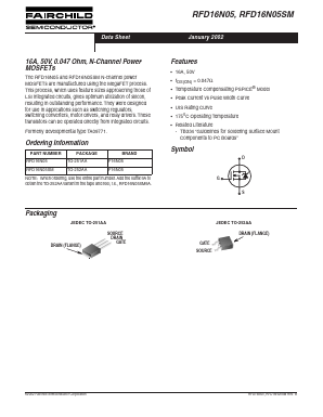 RFD16N05SM9A Datasheet PDF Fairchild Semiconductor