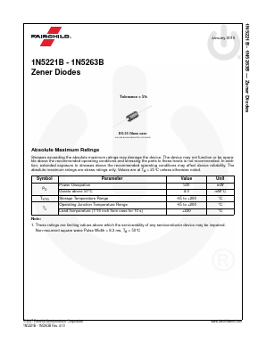 1N5252BTR Datasheet PDF Fairchild Semiconductor