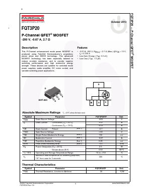 FQT3P20TF Datasheet PDF Fairchild Semiconductor