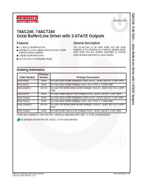 74AC240SCX Datasheet PDF Fairchild Semiconductor