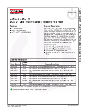 74ACT74SCX Datasheet PDF Fairchild Semiconductor