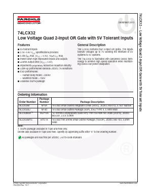 74LCX32MTC Datasheet PDF Fairchild Semiconductor