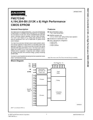 FM27C040 Datasheet PDF Fairchild Semiconductor