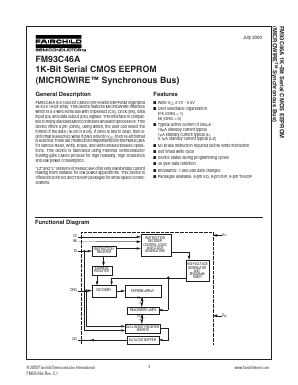 FM93C46AM8 Datasheet PDF Fairchild Semiconductor