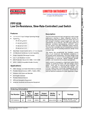 FPF1039UCX Datasheet PDF Fairchild Semiconductor