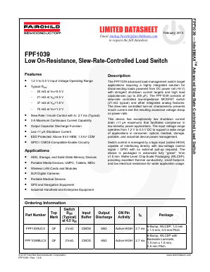 FPF1039UCX Datasheet PDF Fairchild Semiconductor