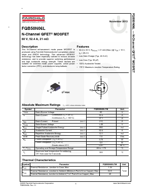 FQB50N06LTM Datasheet PDF Fairchild Semiconductor