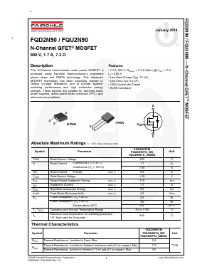 FQD2N90 Datasheet PDF Fairchild Semiconductor